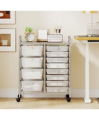 Gouun 12-Drawer Utility Rolling Cart with Tiered Storage