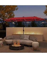 Gouun 13 ft Double-Sided Patio Umbrella with 36 Solar Led Lights and Upf 50+ Protection
