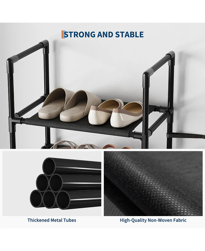 Homfan 10 Tier Metal Shoe Rack with Adjustable Fabric Shelves