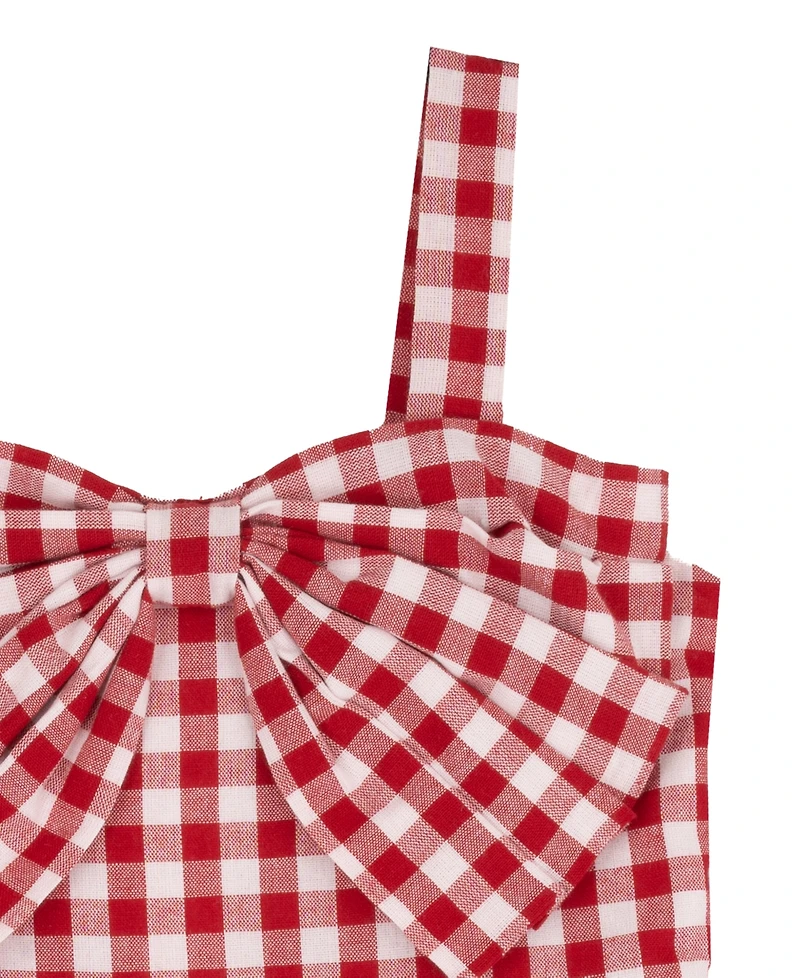 Rare Editions Girls' 4T-6X Gingham Dress with Bow Detail