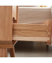 sumyeg Nordic Modern Solid Wood Nightstand Simple Bedside Cabinet Storage