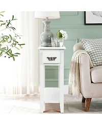 sumyeg 2 Pieces 2 Tier Sofa Side End Table with Drawer and Open Shelf