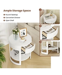 sumyeg 2-Tier Round End Table Mid Century Modern Nightstand