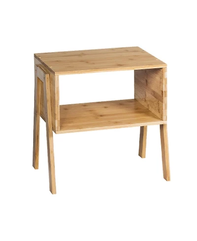 sumyeg 2 Pieces Bamboo Nightstand Sofa Table with Storage Shelf