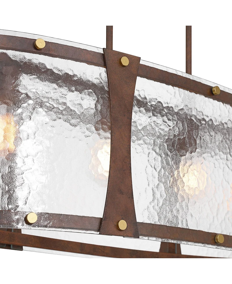 Franklin Iron Works Fable Wide Rust and Antique Brass 4-Light Chandelier