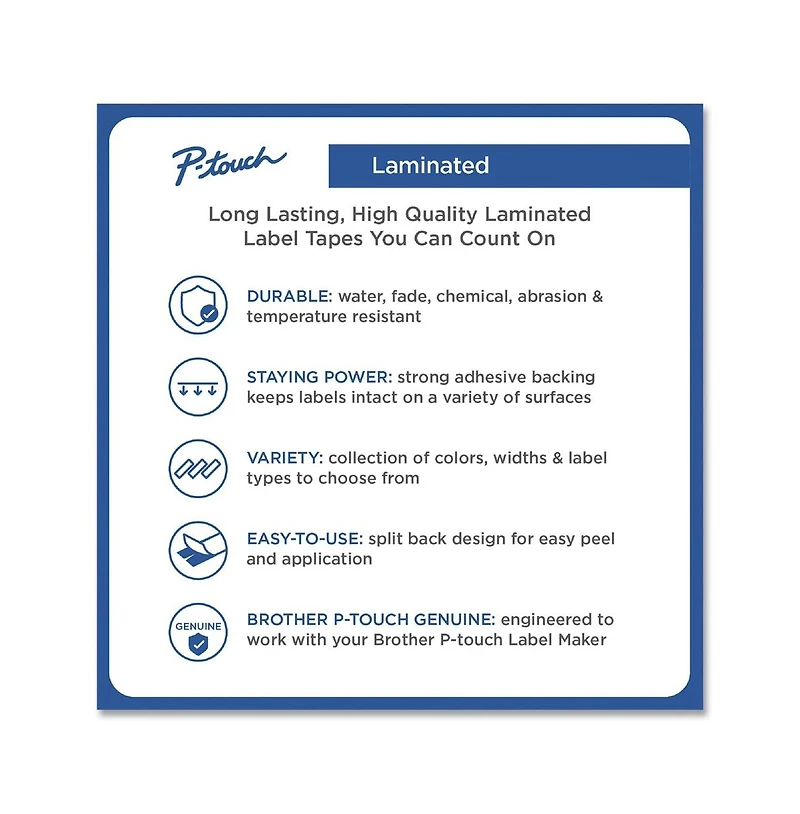 Brother P-Touch TZE541 0.7 in. x 26.2 ft. TZe Standard Adhesive Laminated Labeling Tape