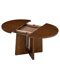Streamdale Furniture Solid Wood Extendable Round Dining Table with Leaf