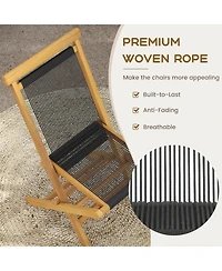 Gymax 4PCS Folding Chairs w/ Quick-Folding Portable Design Woven Rope Seat Porch Patio