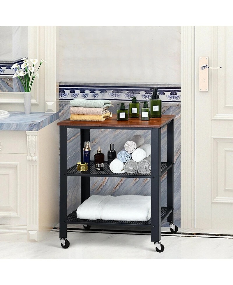Gouun 3-Tier Kitchen Utility Industrial Cart with Storage