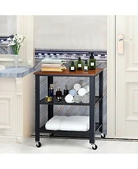 Gouun 3-Tier Kitchen Utility Industrial Cart with Storage
