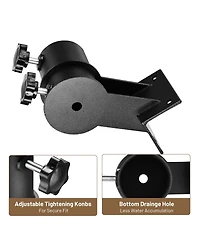 LAGarden Deck Umbrella Mount Holder Bracket Height Flexible for Patio Railing Balcony Courtyard Poolside Mobile Cart Black Corner