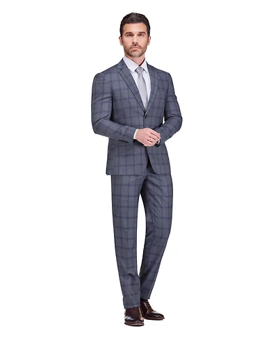 Gino Vitale Men's Slim Fit 2 Piece Performance Stretch Plaid Suit