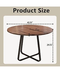 Streamdale Furniture Round Dining Table for 4-6, Mdf and Metal Legs
