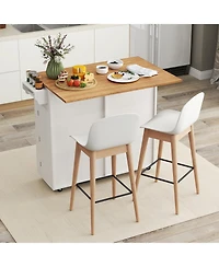 Gouun Rolling Kitchen Island with Trash Can Cabinet, Drop Leaf and Spice Rack, 440 lbs Capacity, 42 x 25.5 x 35.5 in