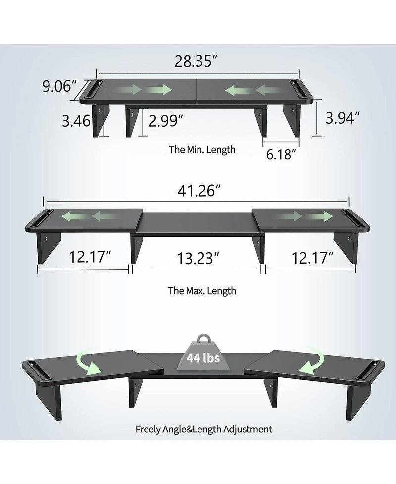 Gnuadz Dual Monitor Stand Riser Adjustable Wood desktop organizer