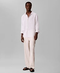 Calvin Klein Men's Yarn-Dyed Pinstripe Linen Classic Shirt