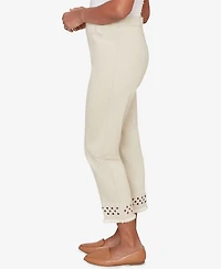 Alfred Dunner Women's Detail Driven Geometric Cut Out Flat Front Ankle Pants