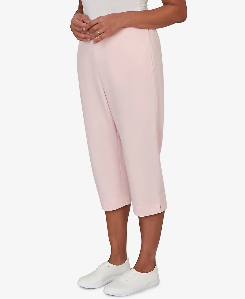 Alfred Dunner Women's Classic Everyday French Terry Flat Front Capri Pants