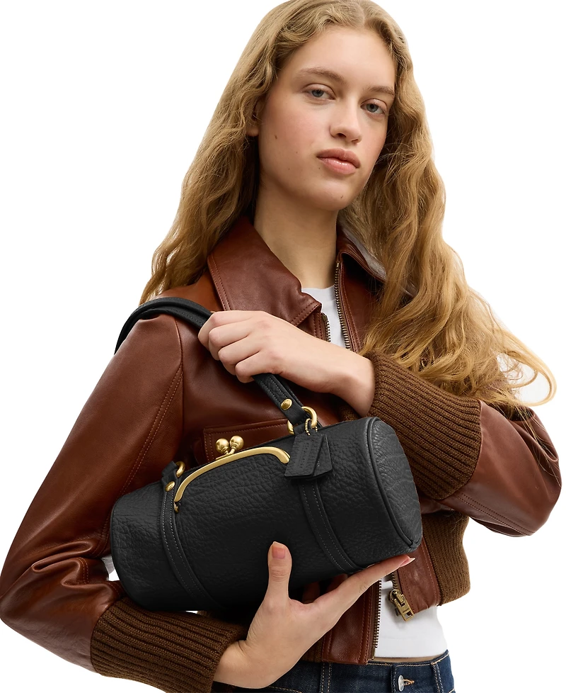 Coach The Originals Small Pebble Leather Kisslock Barrel Shoulder Bag