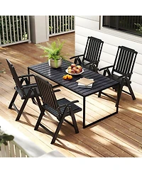 Sugift Foldable Patio Chair All-Weather Hdpe Outdoor Dining Chair with Armrest