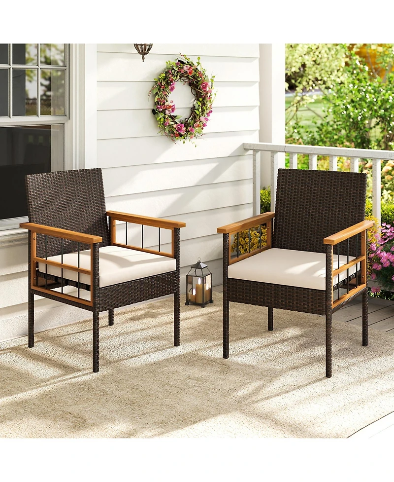 Sugift Patio Dining Chairs Set of 2 with Soft Cushions