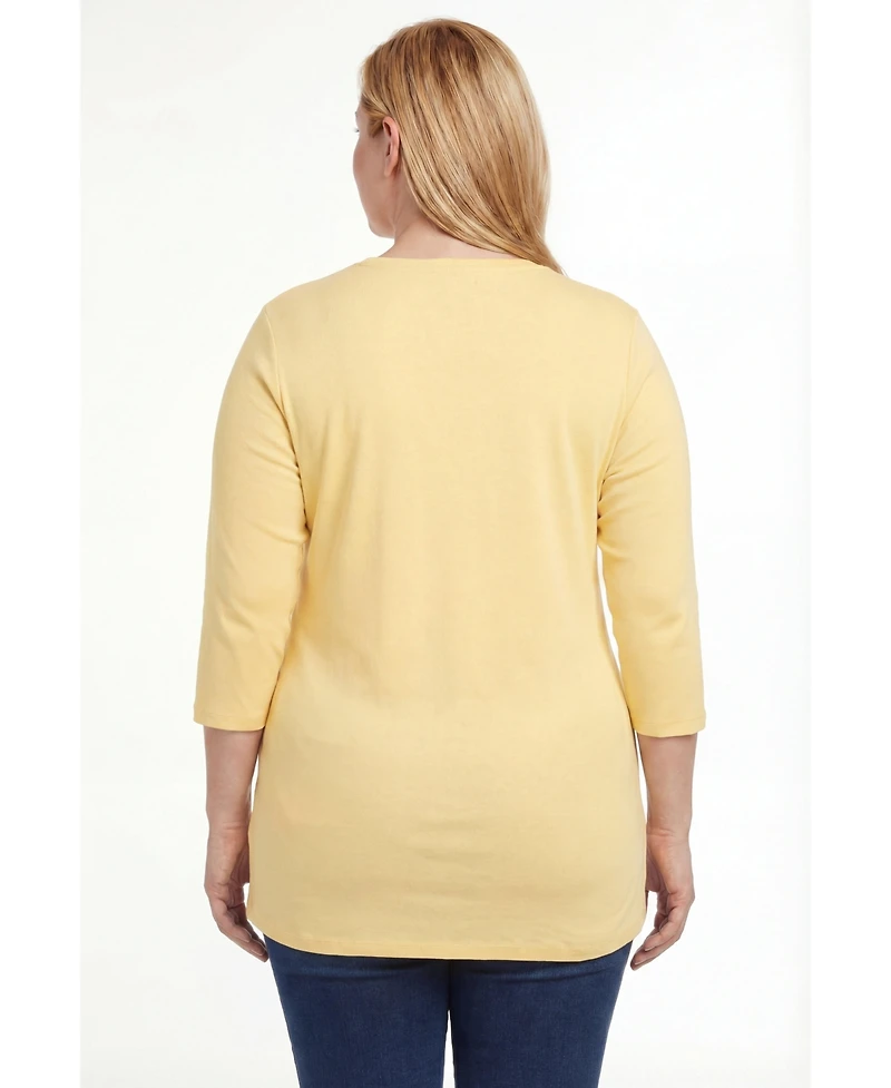 Woman Within Plus Perfect Three-Quarter Sleeve V-Neck Tunic