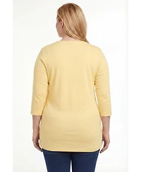 Woman Within Plus Perfect Three-Quarter Sleeve V-Neck Tunic