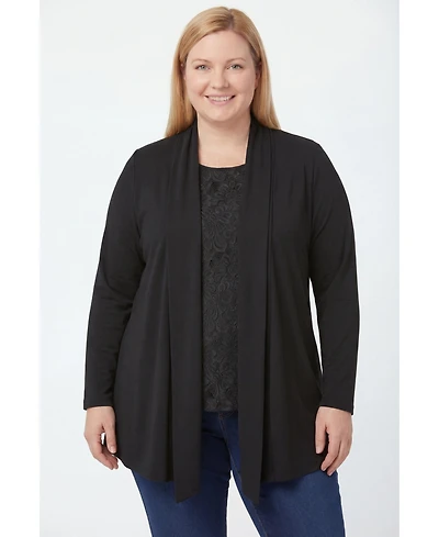 Woman Within Plus 2-Fer Cardigan & Attached Lace Tunic