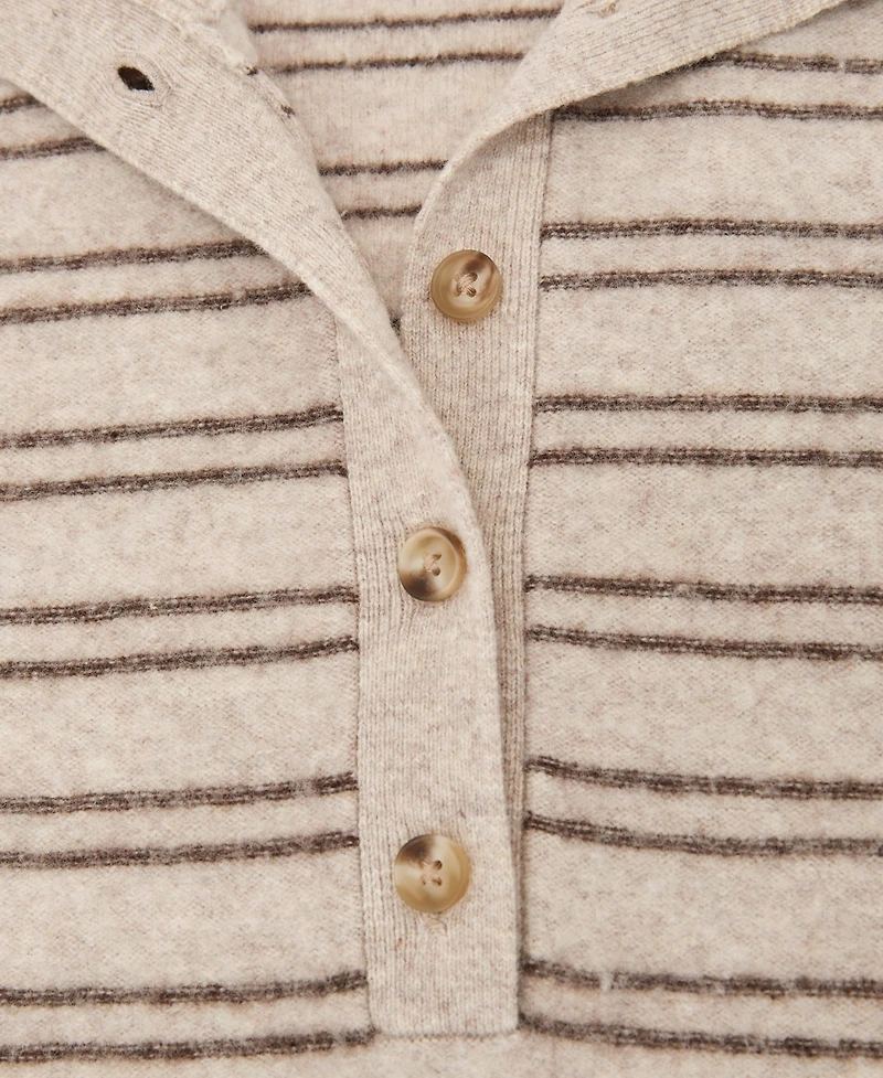Reiss Women's Evana Wool-Cashmere Stripe Buttoned Jumper