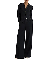 Reiss Women's Harri Button-Through Knitted Top with Collar