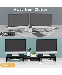 Gnuadz Dual Monitor Stand Riser Adjustable 3 Shelf desktop organizer