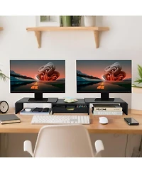 Gnuadz Monitor Stand Riser With Drawer Desktop Organizer Drawer, 3 Shelves