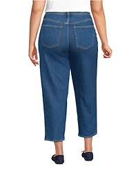 Lands' End Women's Plus Soft Denim Mid Rise Relaxed Straight Crop Jeans