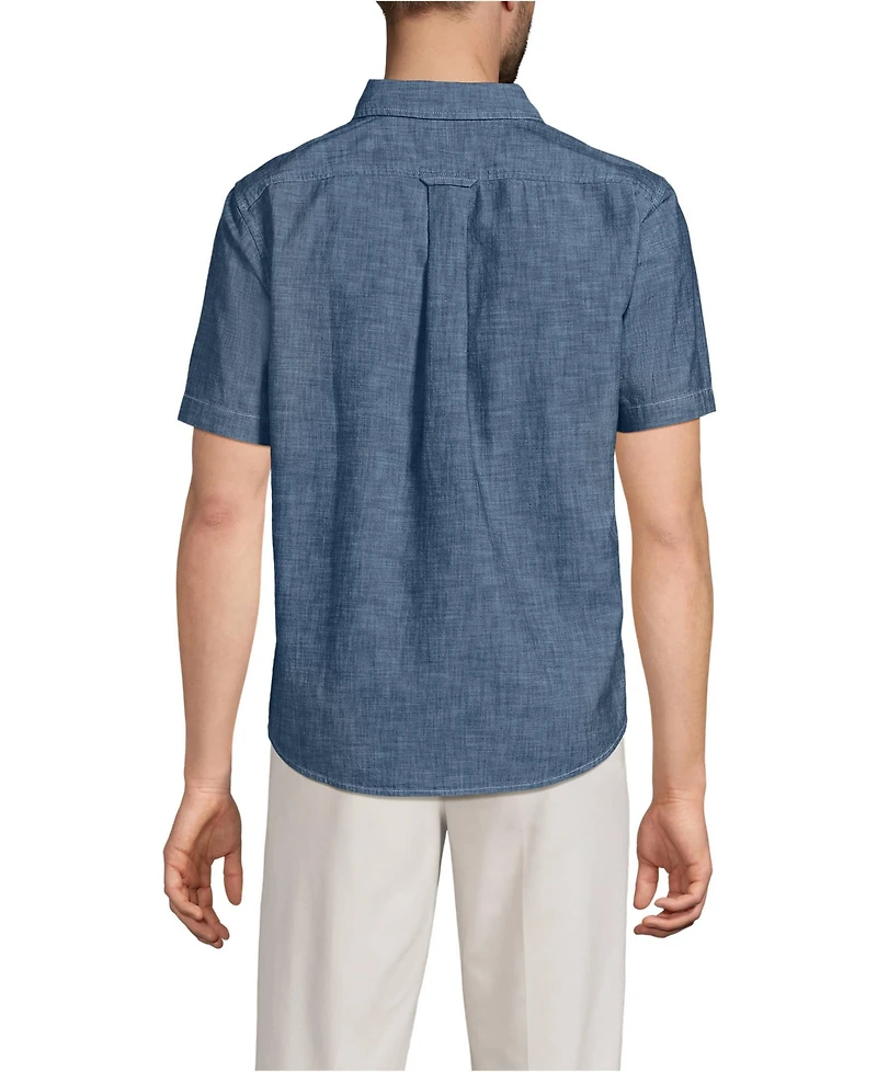 Lands' End Big & Tall Short Sleeve Easy Fit Chambray Shirt