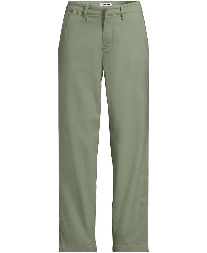 Lands' End Women's Mid Rise Classic Straight Leg Chino Ankle Pants