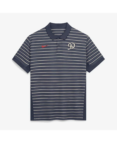 Nike Men's Navy/Cream Los Angeles Dodgers Authentic Collection City Connect Striped Victory Dri-fit Polo Shirt