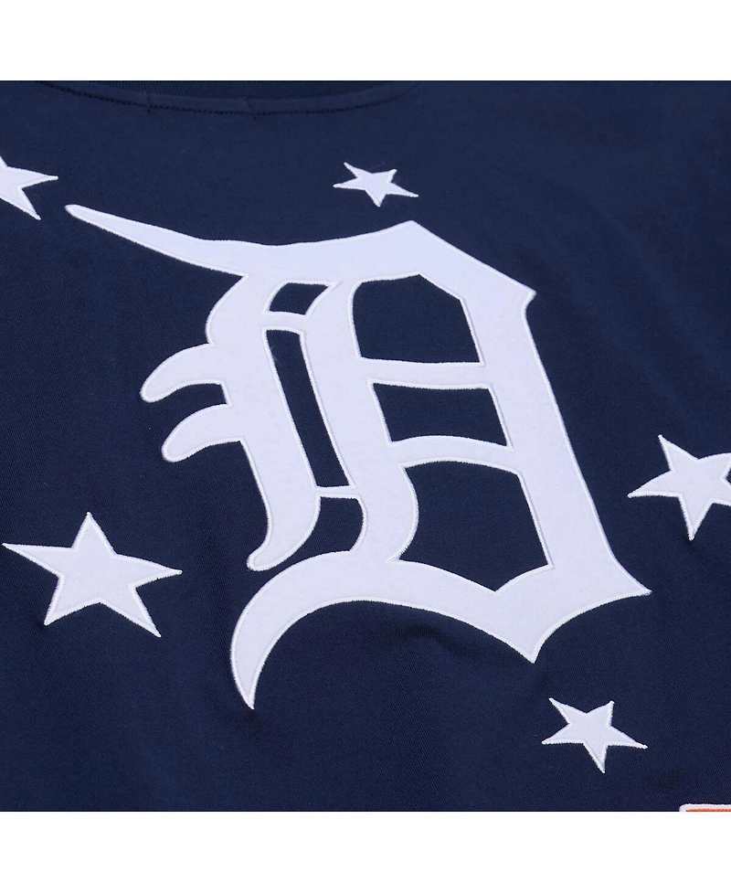 Mitchell Ness Women's Navy Detroit Tigers Pep Rally Cropped Boxy T-Shirt