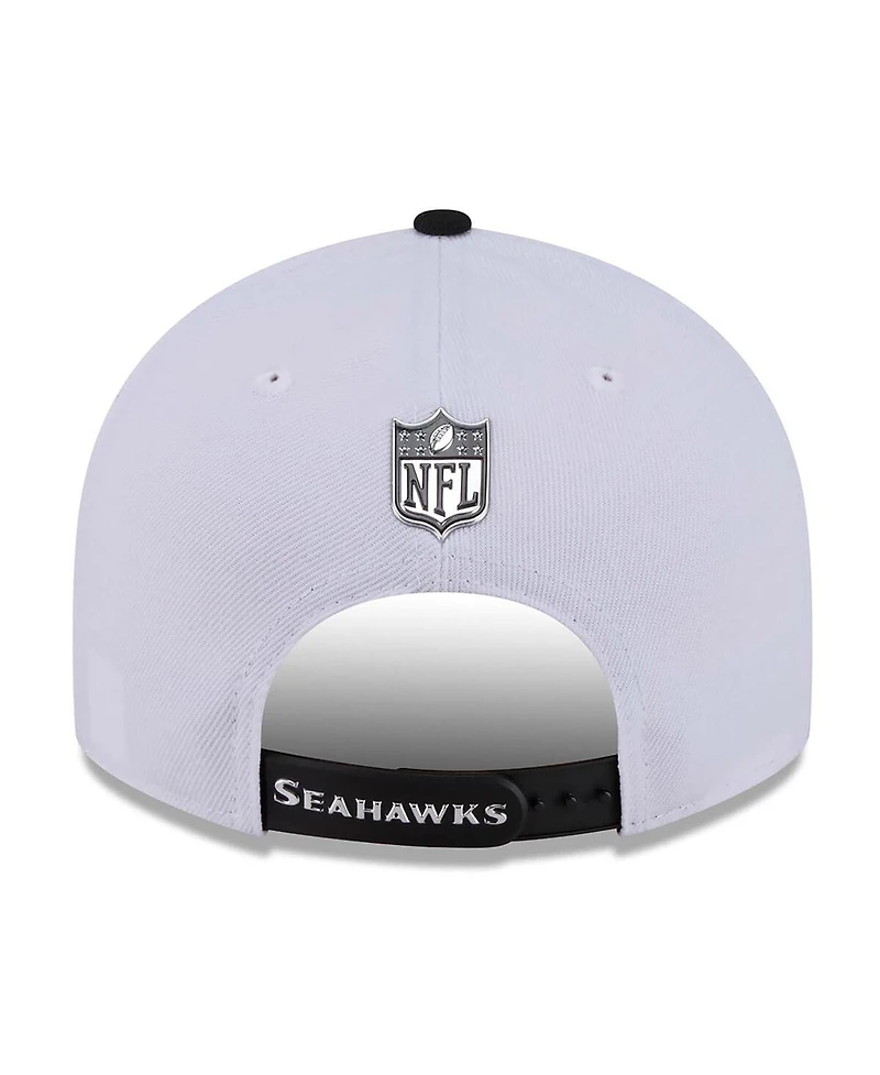 New Era Men's White/Black Seattle Seahawks 2026 Nfl Draft Pre-Curved 9FIFTY Snapback Hat