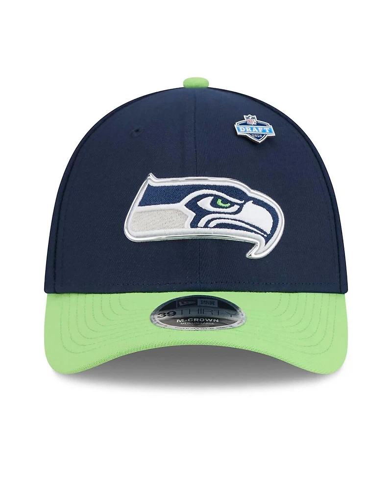 New Era Men's College Navy/Neon Green Seattle Seahawks 2026 Nfl Draft 39THIRTY M-Crown Flex Hat