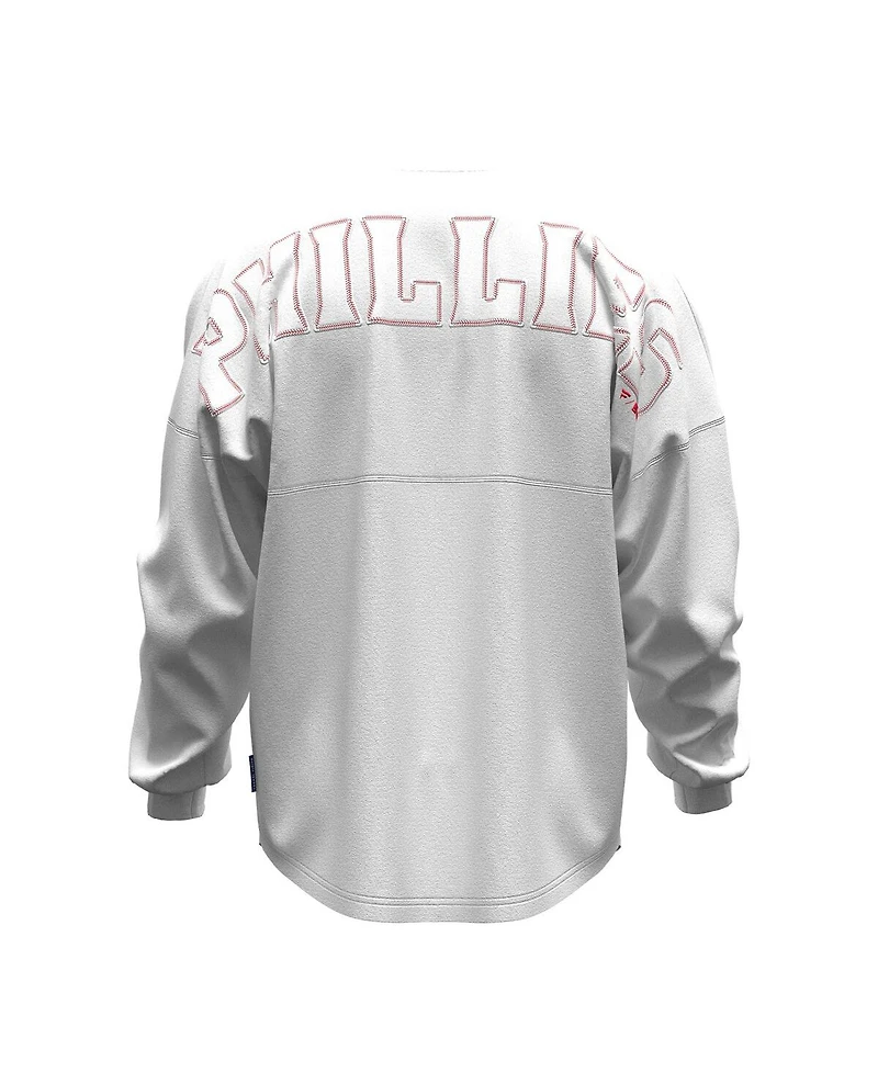 Fanatics Women's White Philadelphia Phillies Baseball Stitch Spirit Jersey Long Sleeve T-Shirt