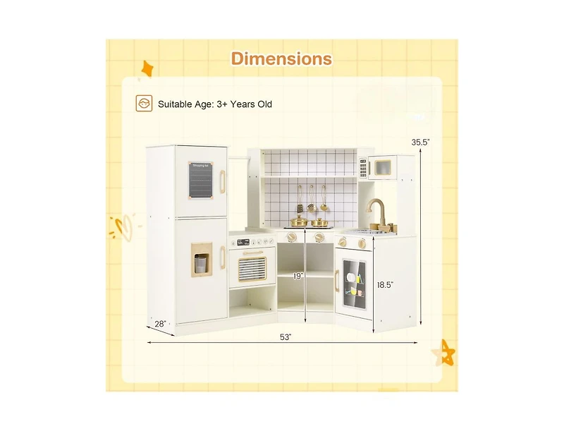 Slickblue Corner Kids Play Kitchen with Stoves with Lights and Sounds