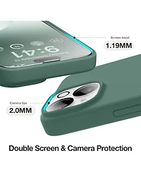 Gonez for iPhone 15 Case, Liquid Silicone Case with Anti-Scratch Soft Microfiber Lining Shockproof Protective Phone Cover 6.1", Midnight Green