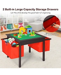 Gouun 2-in-1 Kids Activity Table and 2 Chairs Set with Building Block Board