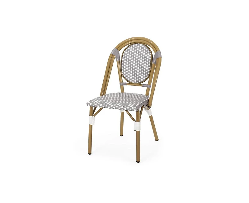 sumyeg Set of 2 Bamboo Print Aluminum Outdoor Chairs, Lightweight and Rust-Resistant