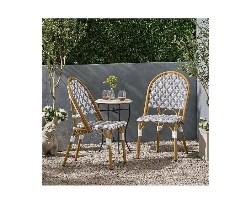 sumyeg French Style Outdoor Rattan Chairs with Lightweight Aluminum Frame