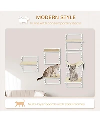 Zeus and Ruta Wood Wall-Mounted Modern Cat Wall Shelves Set for Indoor Cats