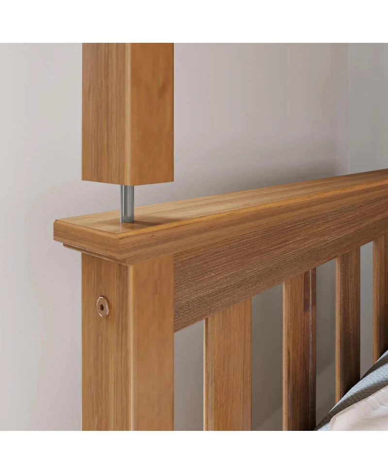 Max and Lily Twin over Bunk Bed for Kids, Solid Wood Beds with Ladder, Pecan