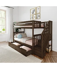 Max and Lily Twin over Staircase Bunk Bed with Storage Drawers