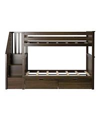 Max and Lily Twin over Staircase Bunk Bed with Storage Drawers