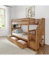 Max and Lily Twin over Staircase Bunk Bed with Storage Drawers